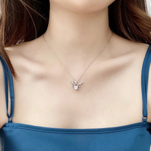 Real Moissanite Deer Sterling Silver Necklace