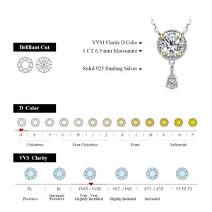 Moissanite Luxury Two Tone Halo Sterling Silver Necklace