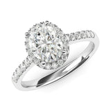 Oval Cut Moissanite Pave Sterling Silver Engagement Ring