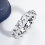 Round Moissanite Sterling Silver Wedding Band Eternity Ring