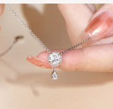 Moissanite Luxury Two Tone Halo Sterling Silver Necklace