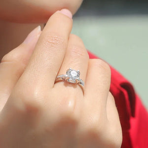 Solitaire Round Cut Moissanite Sterling Silver Engagement Ring