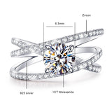 Triple Row Criss-Cross Moissanite Pave Engagement Ring