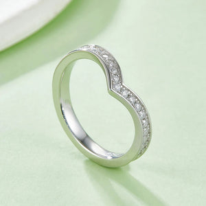 V Shaped Contour Moissanite Channel Set Eternity Wedding Band