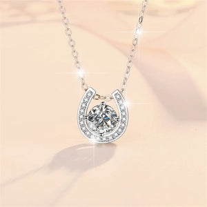 Real Moissanite Horseshoe Sterling Silver Necklace