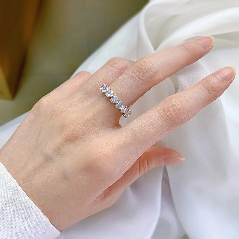 Heart-Cut Moissanite Full Eternity Wedding Band Ring