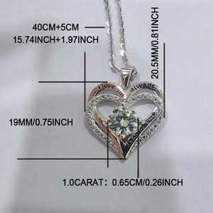 Real Moissanite Double Heart  Sterling Silver Necklace