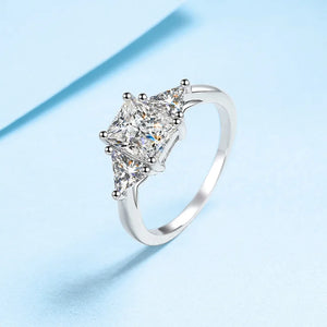 Three Stone Radiant And Trillion Moissanite Polish Engagement Ring