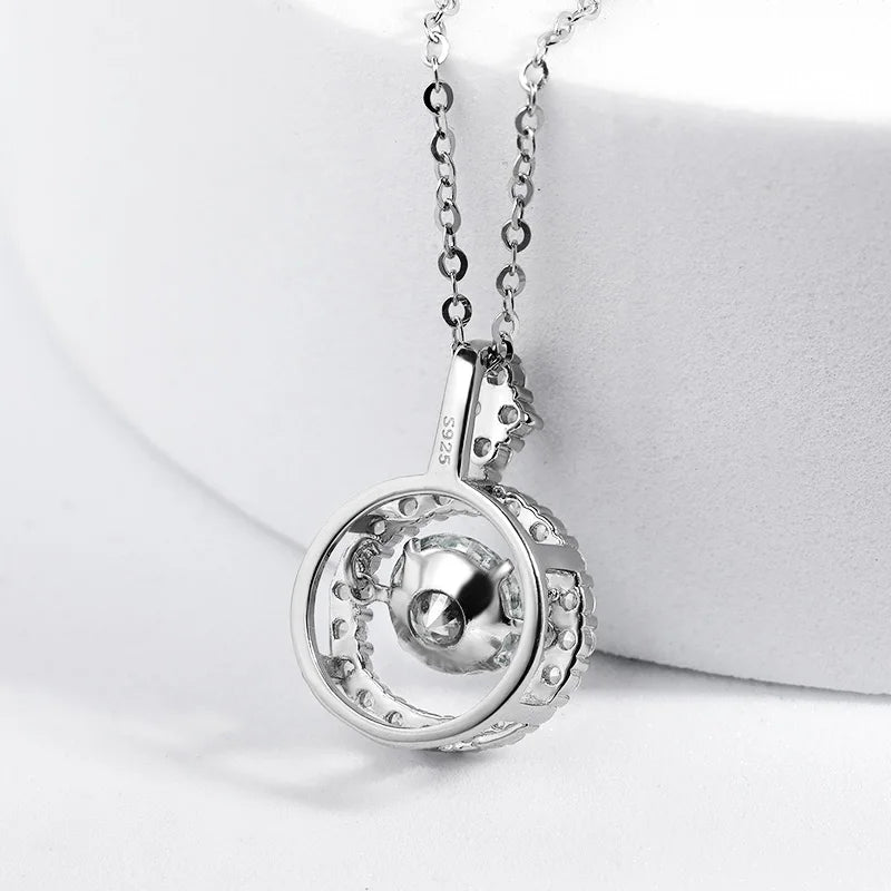 Real Moissanite Dancing Diamond Sterling Silver Necklace