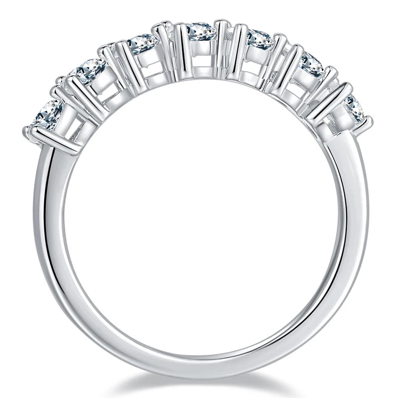 Seven Pear-Cut Moissanite Half Eternity Wedding Band Ring