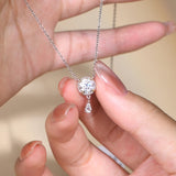 Moissanite Luxury Two Tone Halo Sterling Silver Necklace