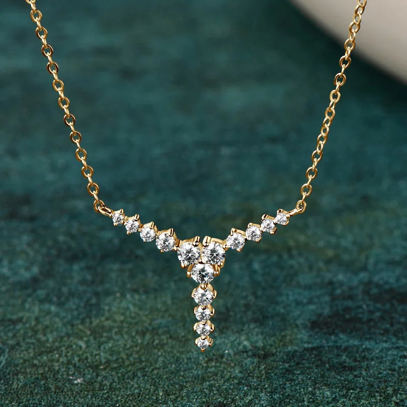 Real Moissanite Y-Shaped Sterling Silver Necklace