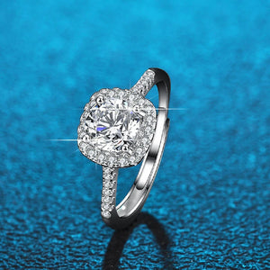 Halo Round Cut Moissanite Pave Engagement Ring