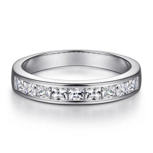 Princess Cut Moissanite Staircase Channel Set Engagement Ring