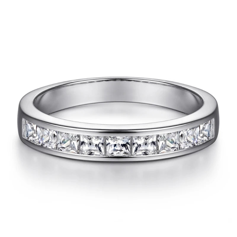 Princess Cut Moissanite Staircase Channel Set Engagement Ring