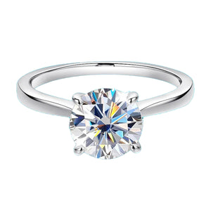 Classic Solitaire Cushion Moissanite Four Prong Polish Engagement Ring