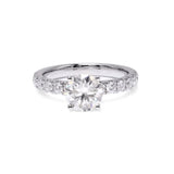 Solitaire Round Moissanite Four Prong Pave Engagement Ring