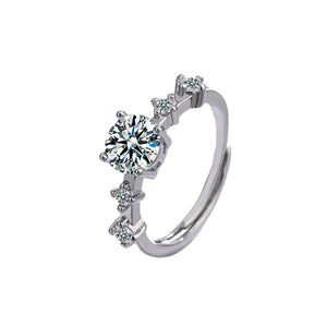 Round Moissanite Sleek Accents Engagement Ring